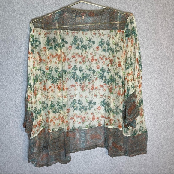 Sundance Cupro Kimono Floral Cottagecore Patchwork Sheer Cardigan - Picture 5 of 6